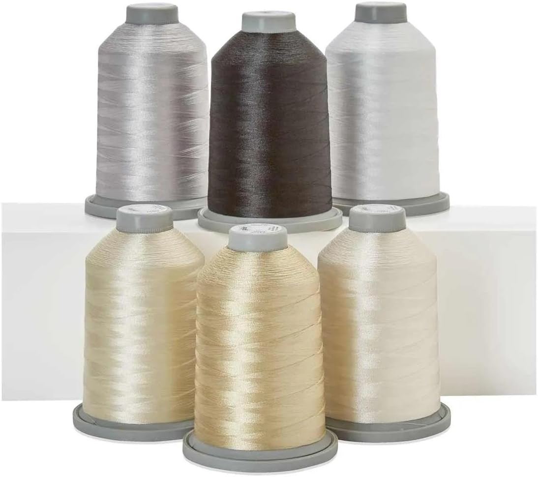 Neutral Thread Kit - 6 Spools, 5,500 Yds Each, Trilobal Polyester for Sewing