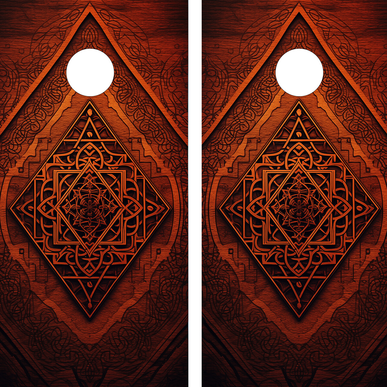 FADEPROOF Cornhole Board Wraps Laminated   / Mandala Wood Grain
