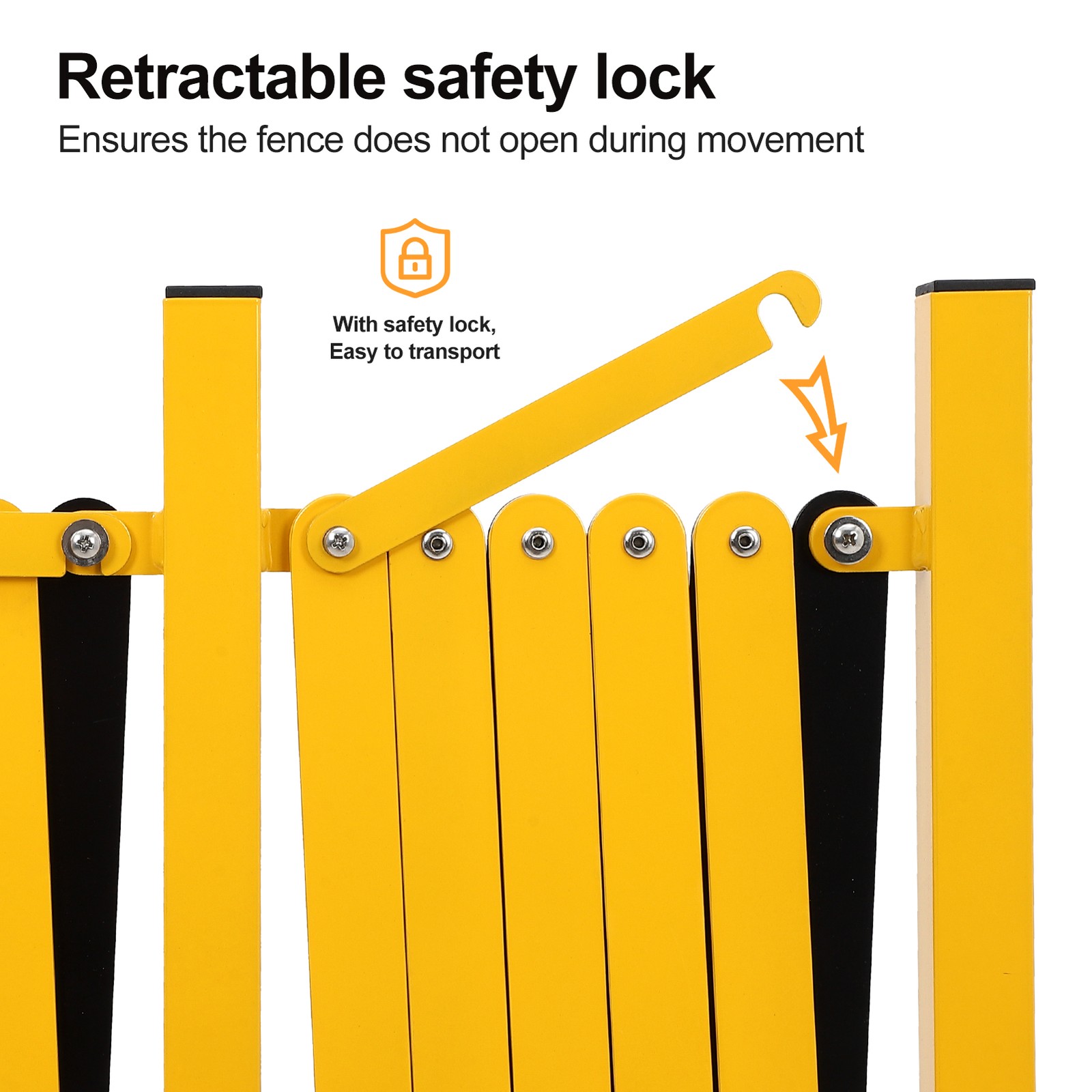 16ft Retractable Metal Barricade Gate, Mobile Temporary Safety & Traffic Control