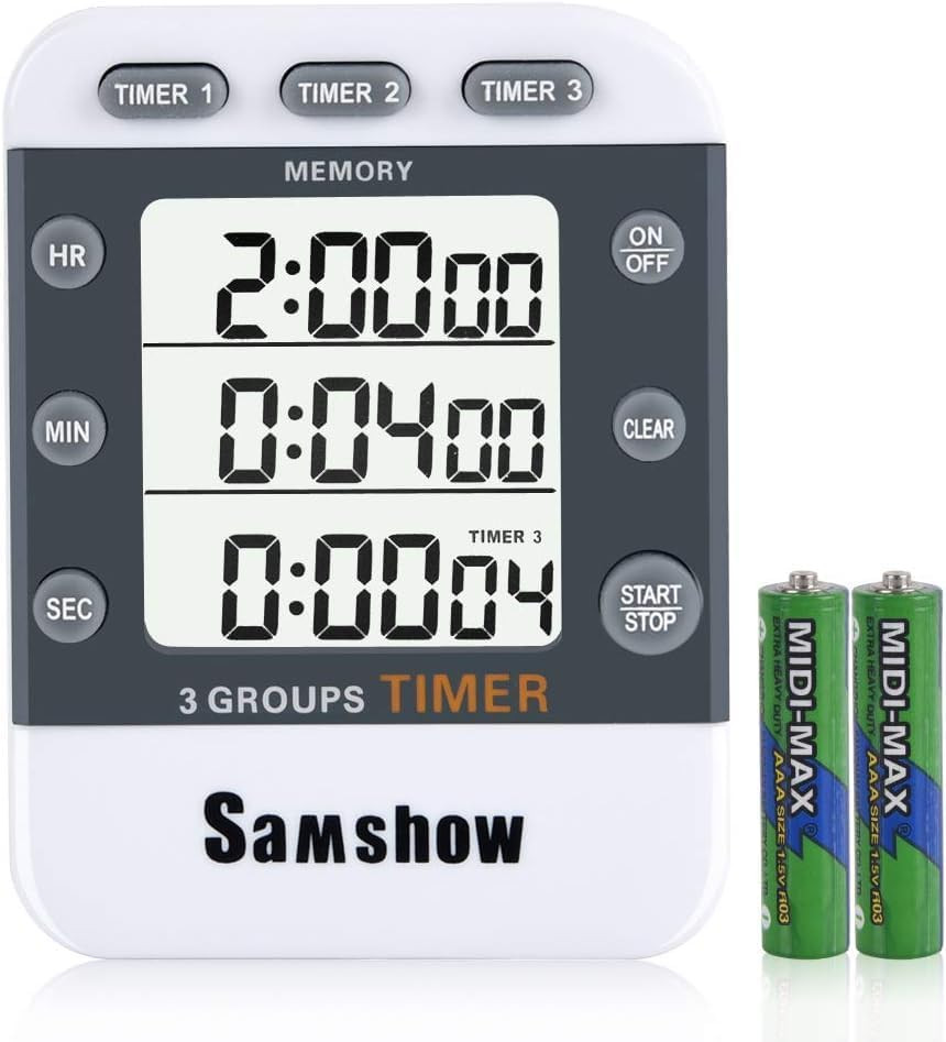 Digital Kitchen Timer Dual Timers 3 Channels Count Up/Down Cooking Timer Large