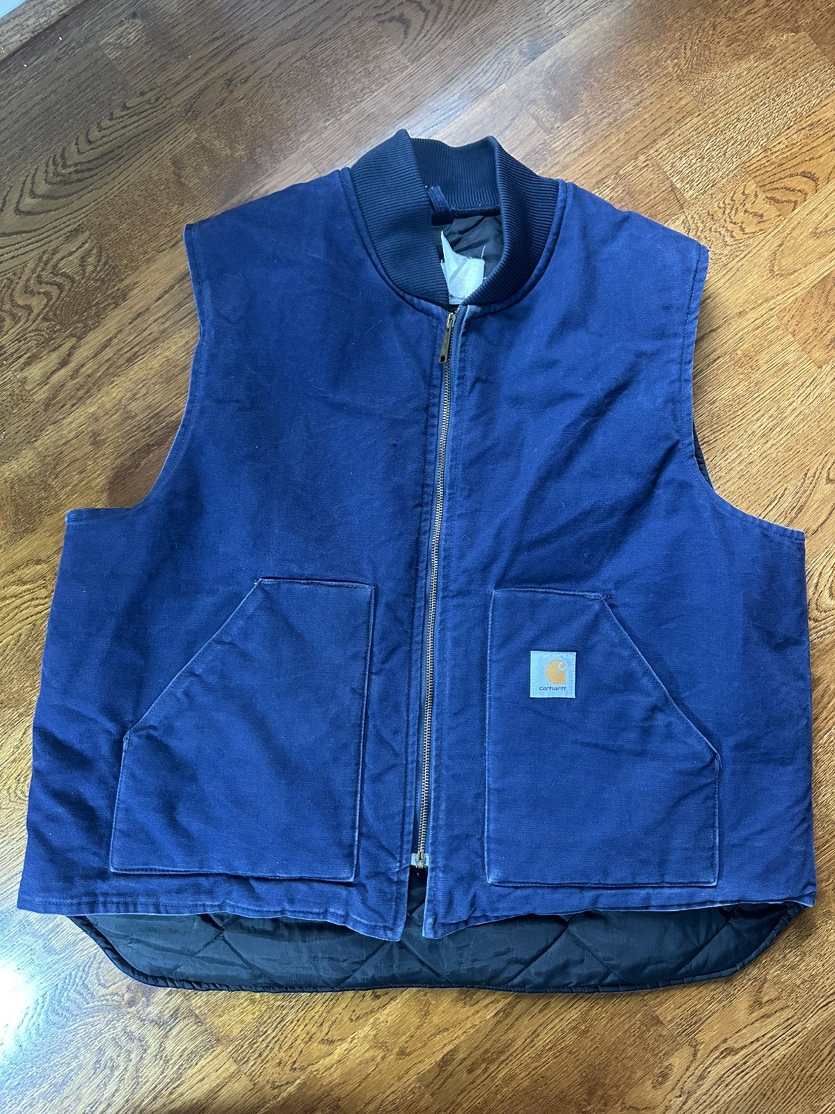 Vintage Carhartt Quilted Vest “Navy Blue” VQ182 Men’s XL Duck Heavy VTG 80s 90s
