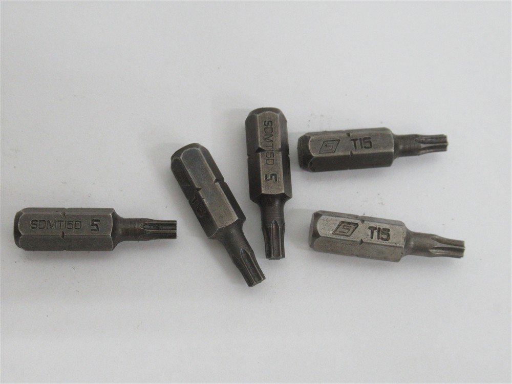 Snap-on SDMT15D, T15 Torx Bit, 1/4" Hex, 1" Long, 5 Pack