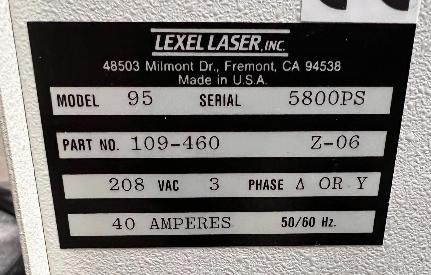 Lexel Ion Laser Model 95 Power Supply 2018 Version 109-460 Z-06 NEW??