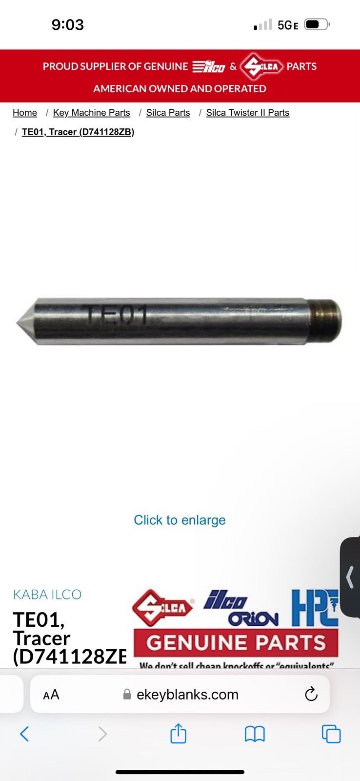 te 01 key cutting blade