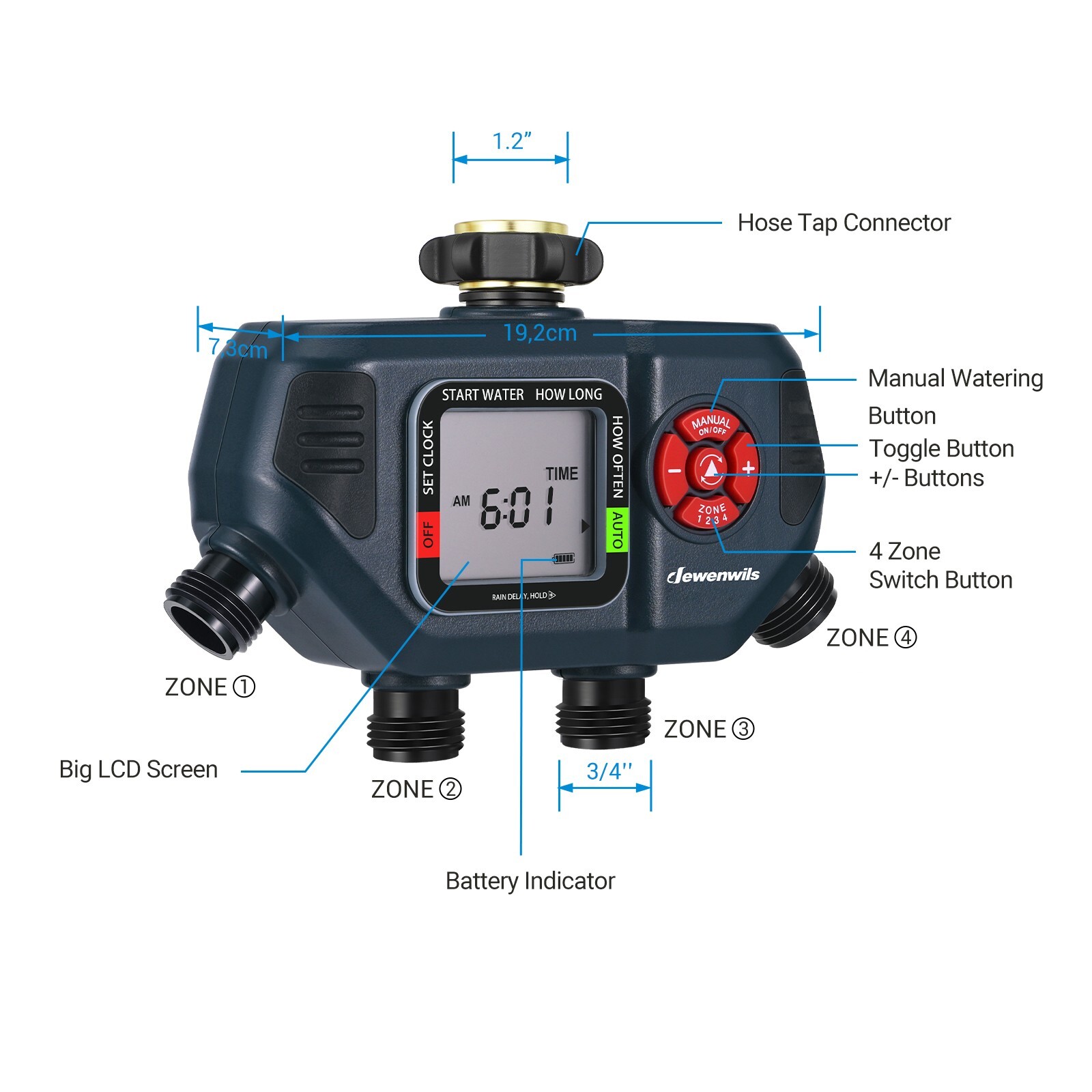 Programmable Water Hose Sprinkler Timer 4 Zone Garden Drip Irrigation Timer