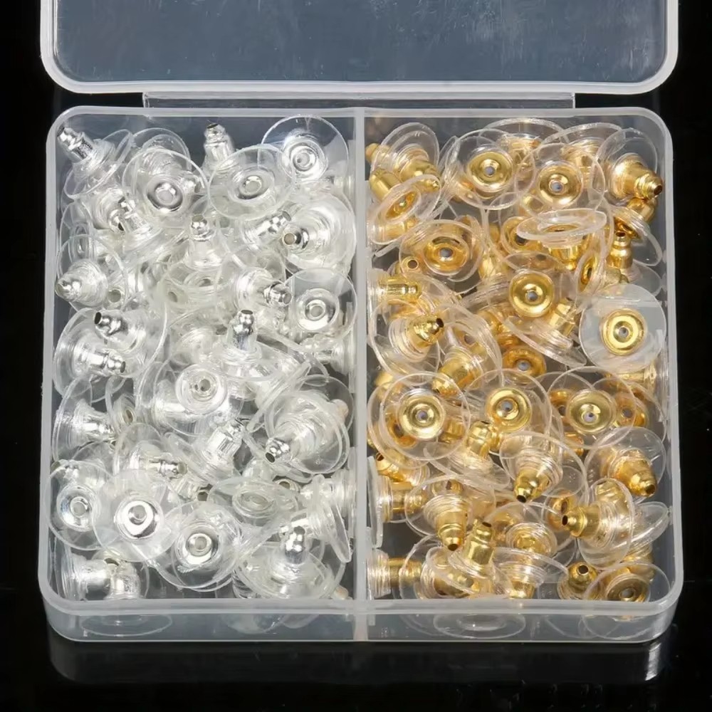 100 Pcs Metal Earring Clutch Jewelry Making Tools Back Stopper Backs with Pad