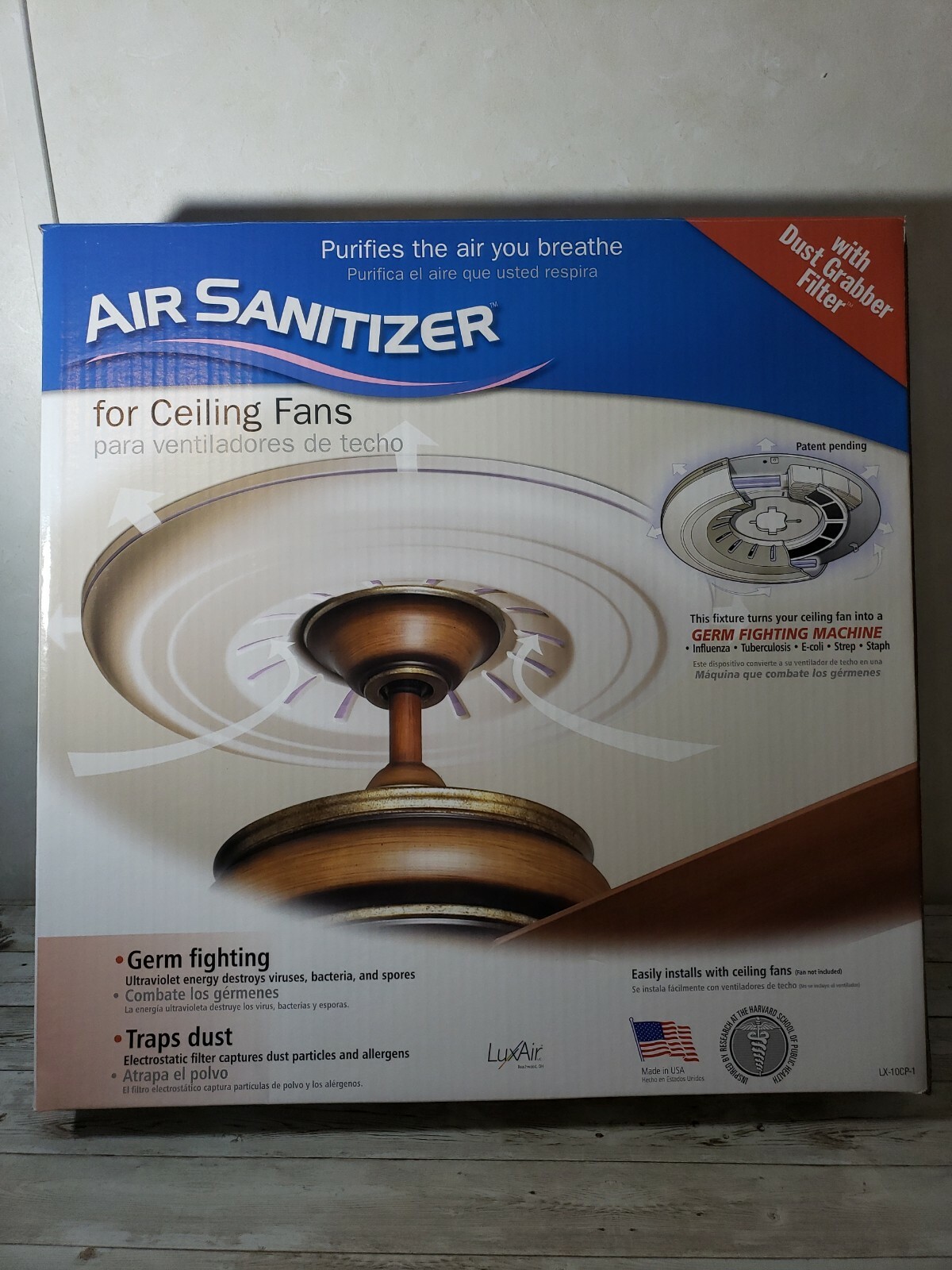 NEW LuxAir AIR SANITIZER Purifier For Ceiling Fans LX-10CP-1~Traps Dust