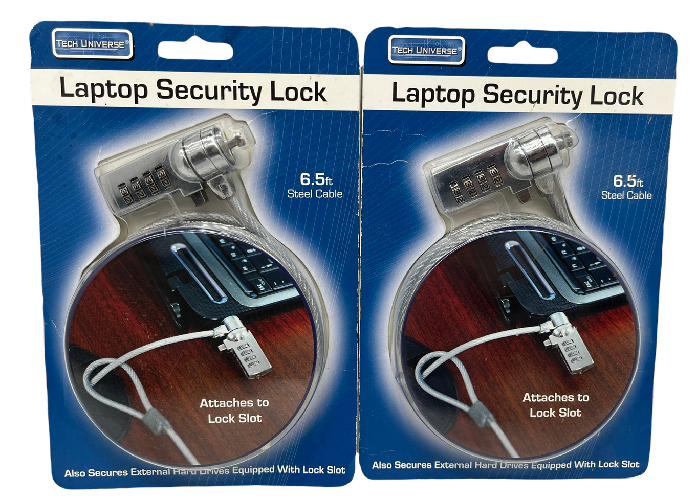 Tech Universe Laptop Security Lock 6.5ft Steel Cable TU1508 (2 Pack)