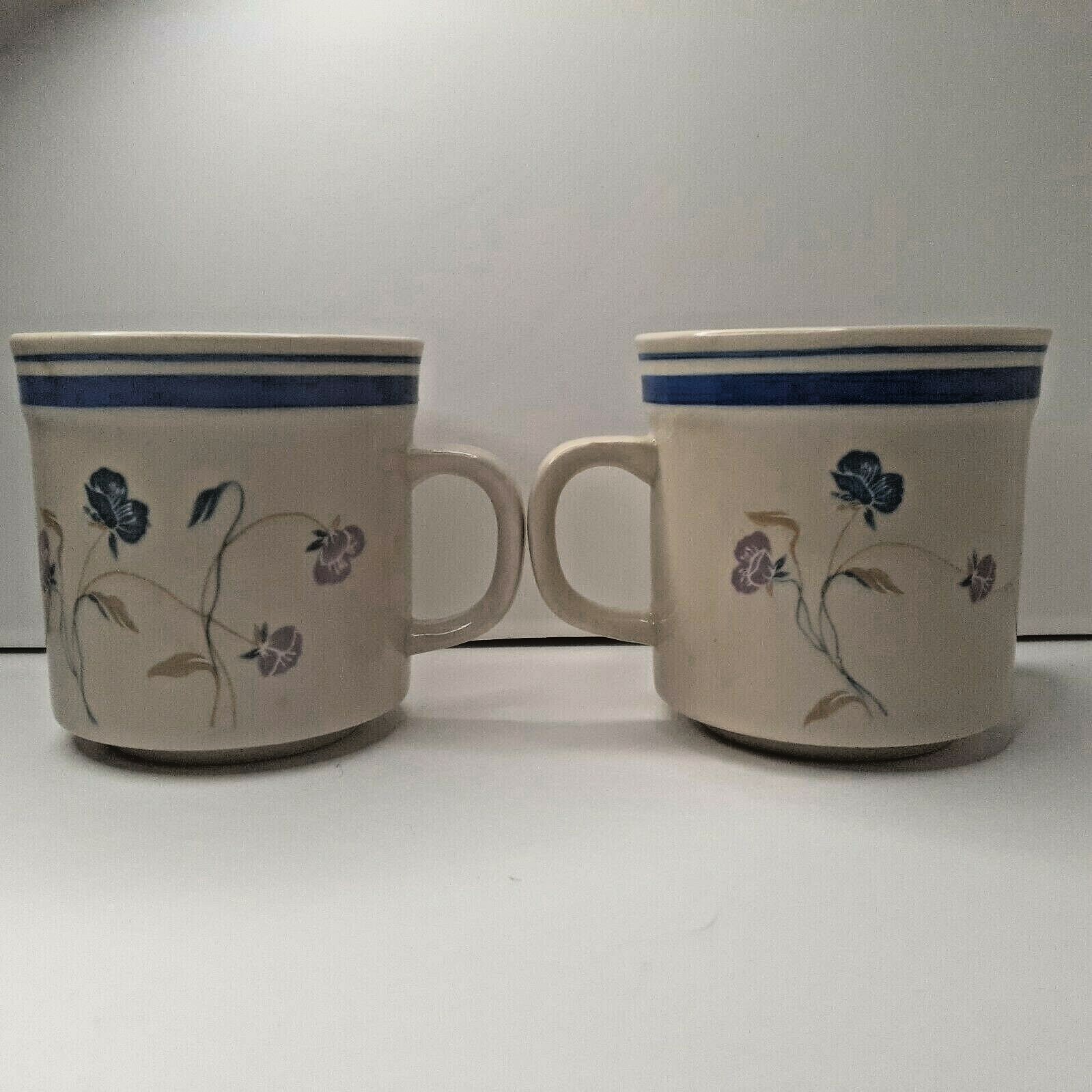 SET OF (2) Fujistone Dancing 8491 Cups Mugs Sango China Microwave and Oven Safe