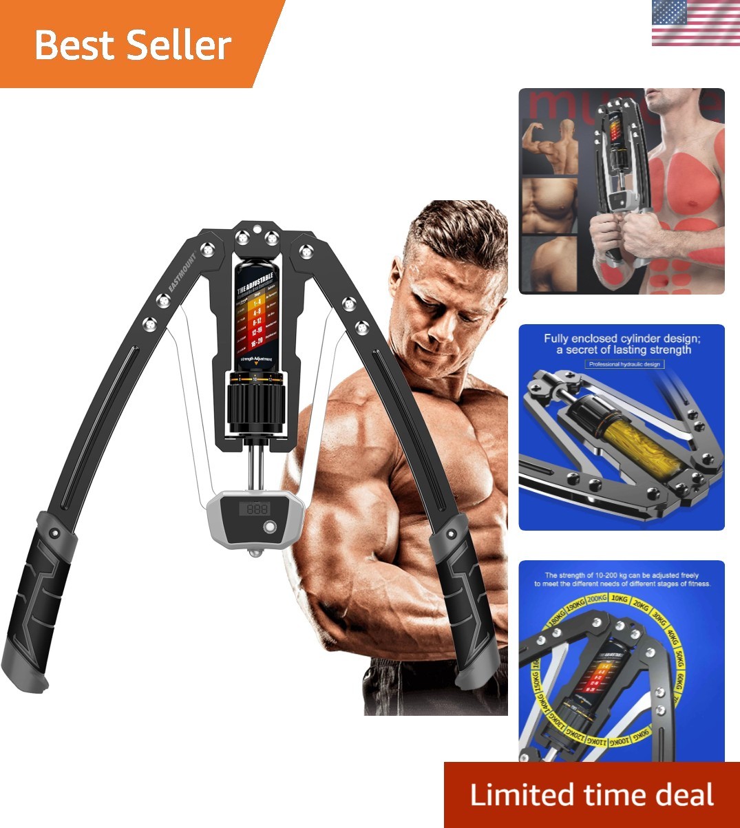 Twister Arm Exerciser with Counter Display-Adjustable 22-440lbs Hydraulic Pow...