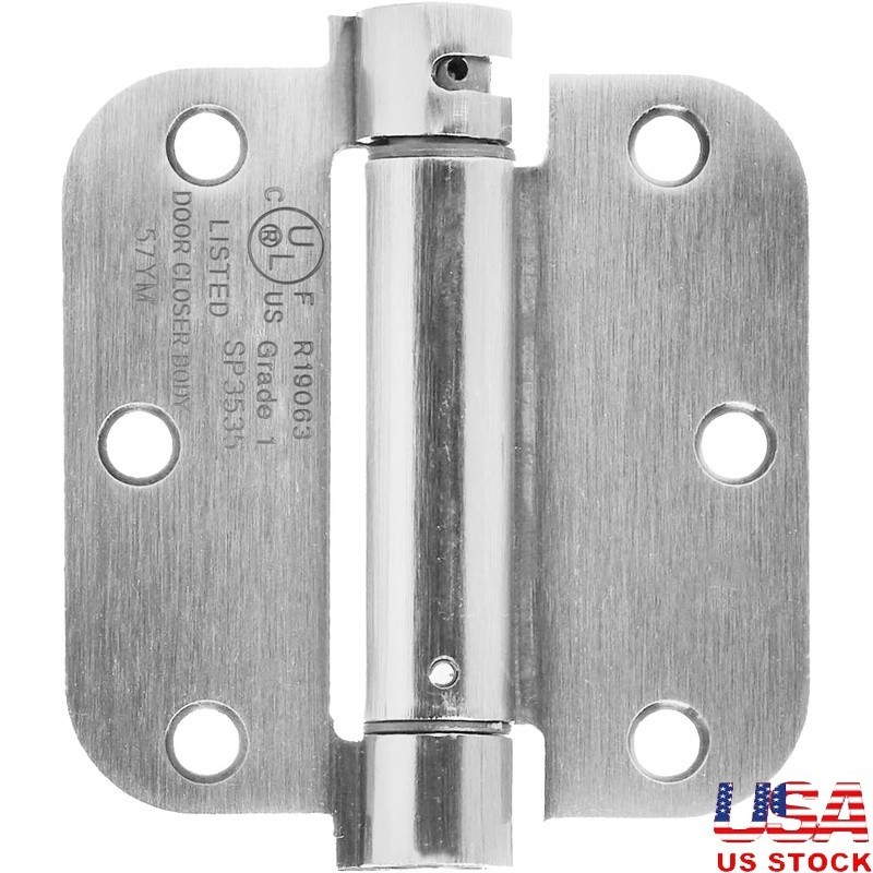 Self Closing Door Hinge Satin Nickel Steel Durable Mounting Hardware Included US