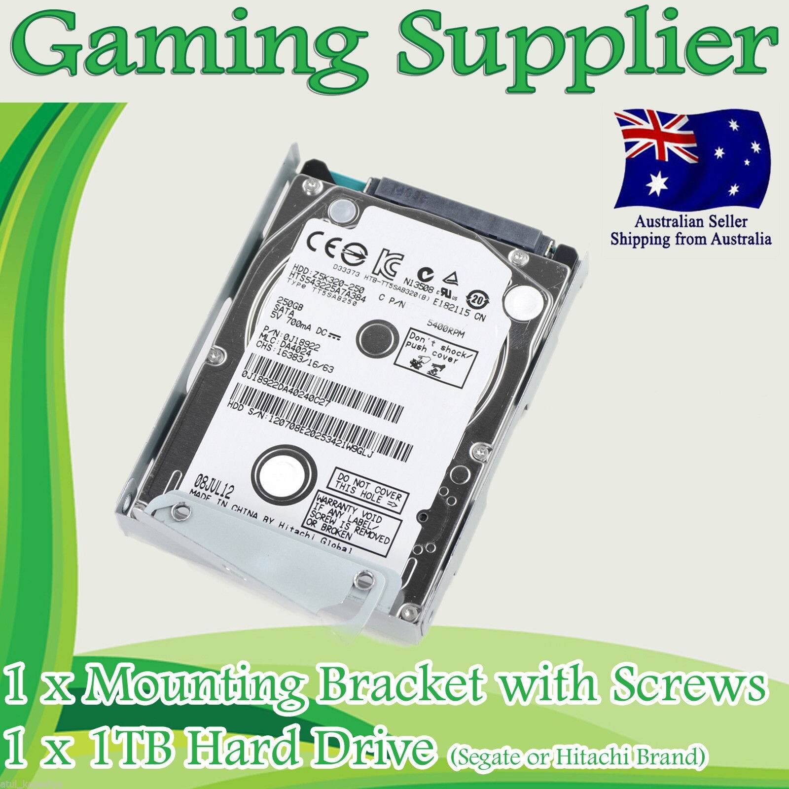 1TB PS3 Super Slim Hard Disk Drive HDD + Mounting Bracket forCECH-400x Series