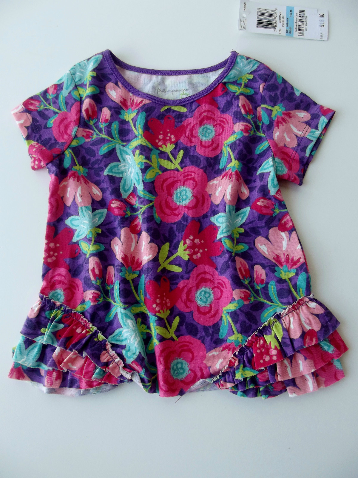 First Impressions Purple Sky Floral Short Sleeve T-Shirt 6-9 Months NWT G82553