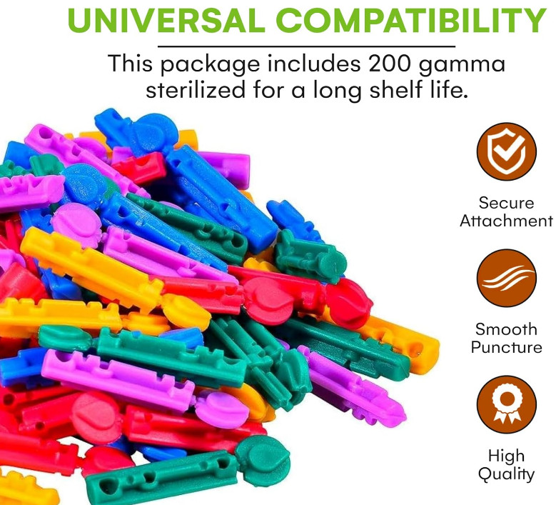 Lancets for Diabetes Testing - Multicolored - 200 Count