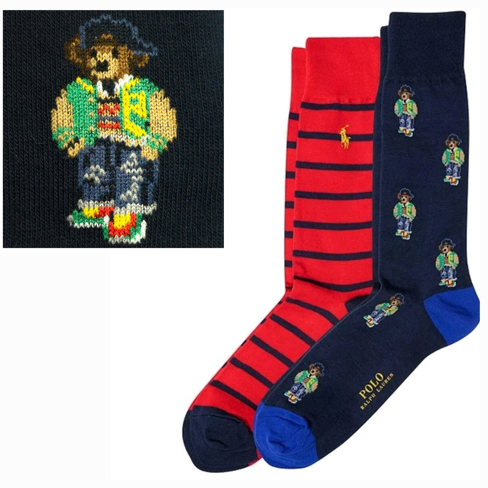 New Polo Ralph Lauren Polo Bear Men’s Crew Socks 2-Pack Dress NWT