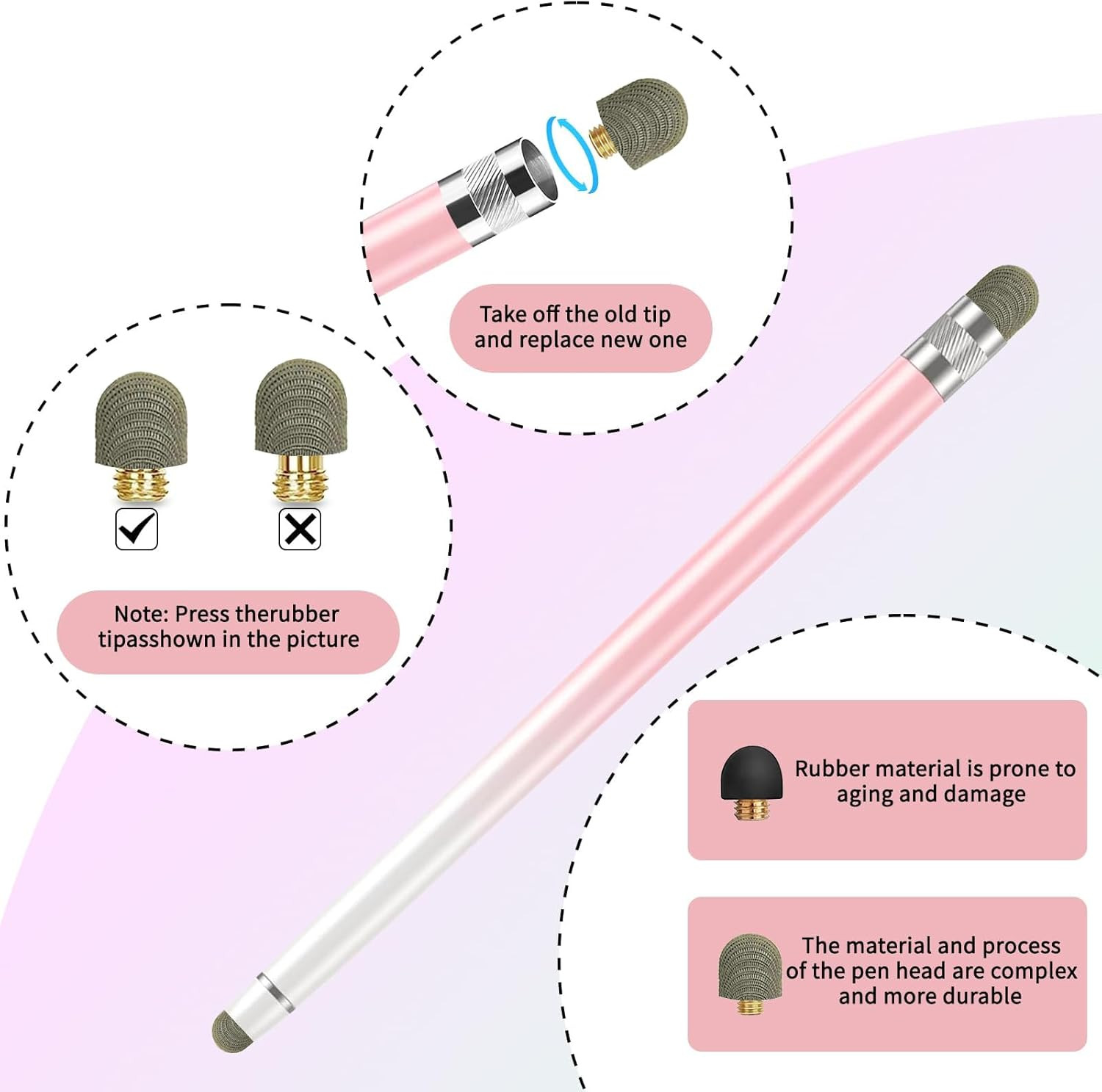 Replacement Fiber Mesh Tips for Stylus Pens 10-Pack Touch Screen Stylus Tips