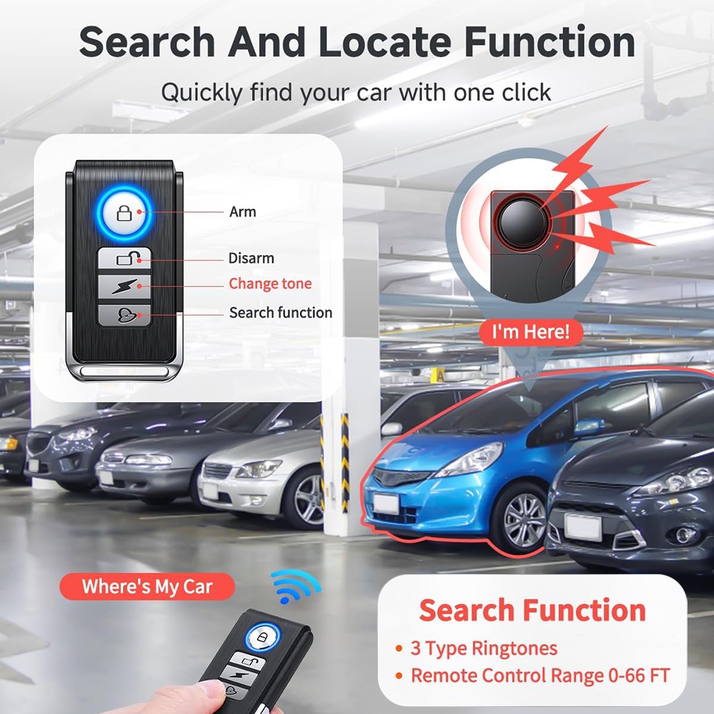 2x Wireless Anti-Theft Vibration Motorcycle Bike Alarm Remote Waterproof Bicycle