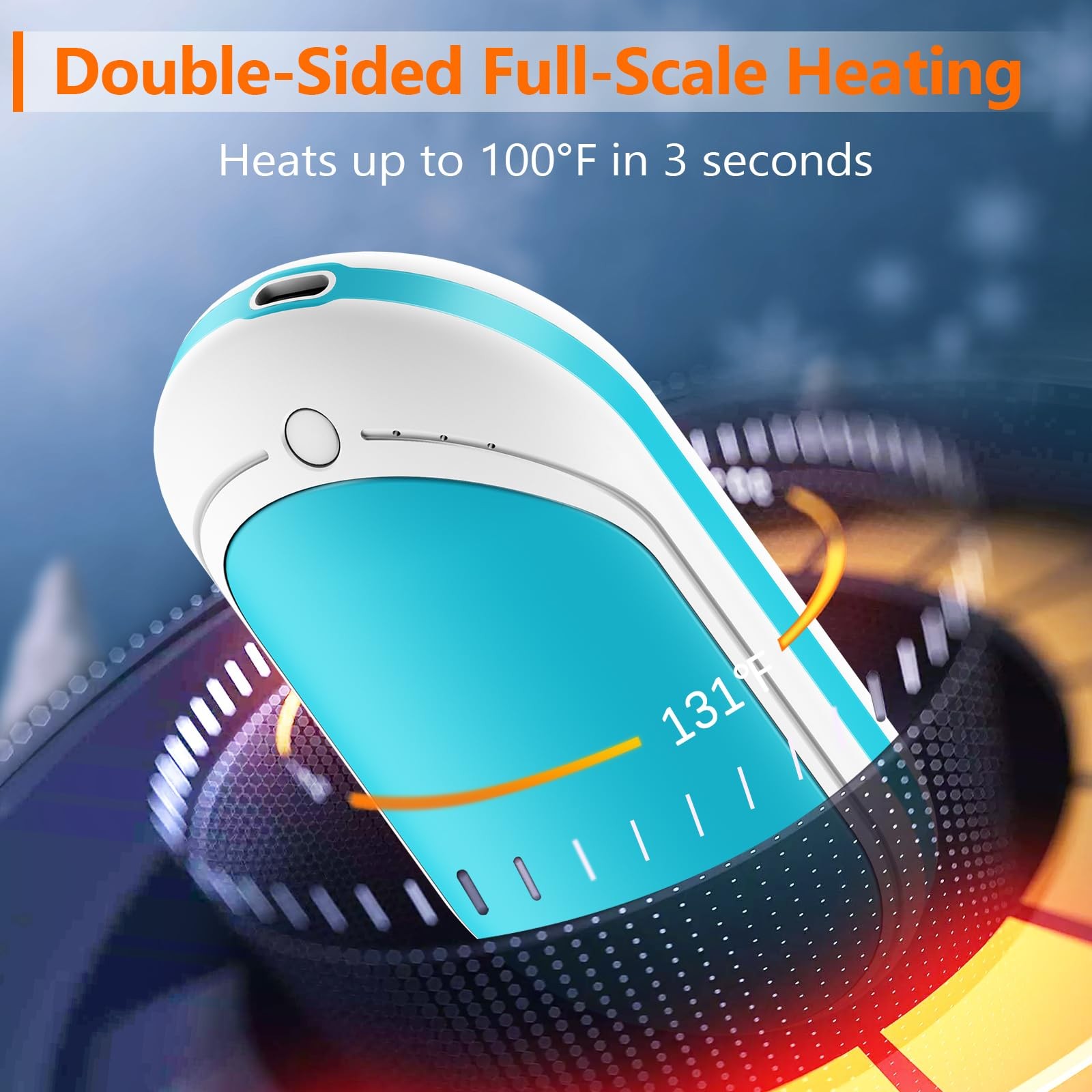 Rechargeable Hand Warmer 5200mAh, Double-Sided Heating, USB Quick Charge