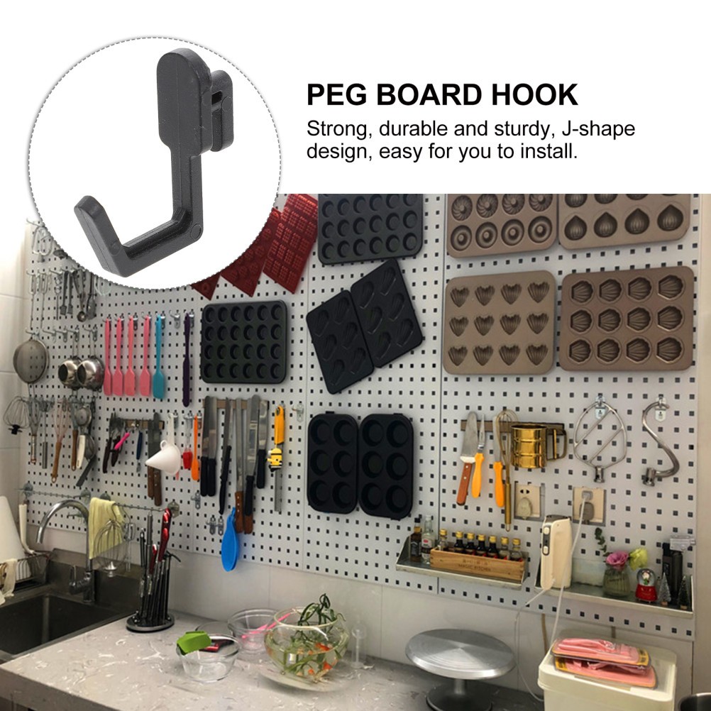 20Pcs Reusable Plastic J Shape Pegboard Hooks Display Hooks for Workshop