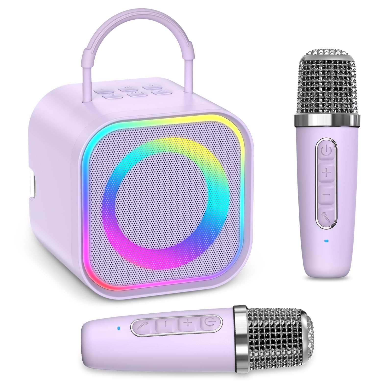 Mini Karaoke Machine, Portable Bluetooth Karaoke Speaker with 2 Wireless Micr...