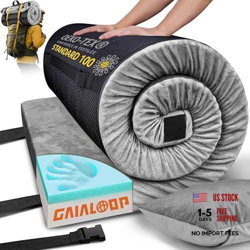 3 Inch Memory Foam Camping Mattress, Dual Layer Thick Cot: 72*24*3" Space Gray