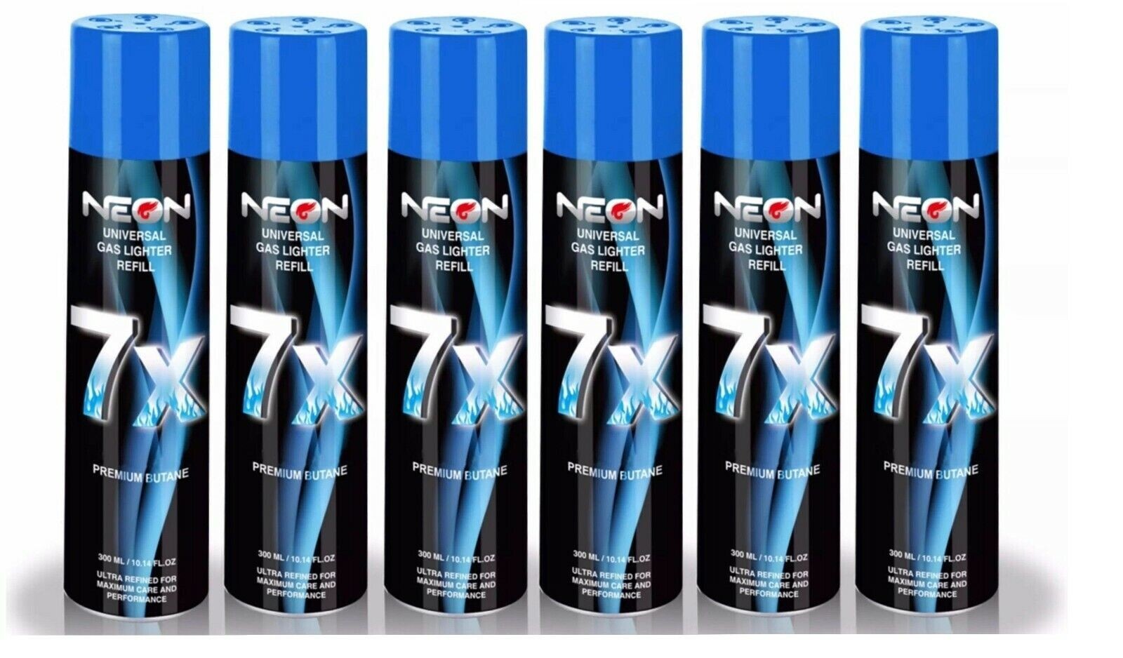 6 Can Neon 7X Refined Butane Lighter Gas Fuel Refill 300 mL 10.14 oZ Cartridge