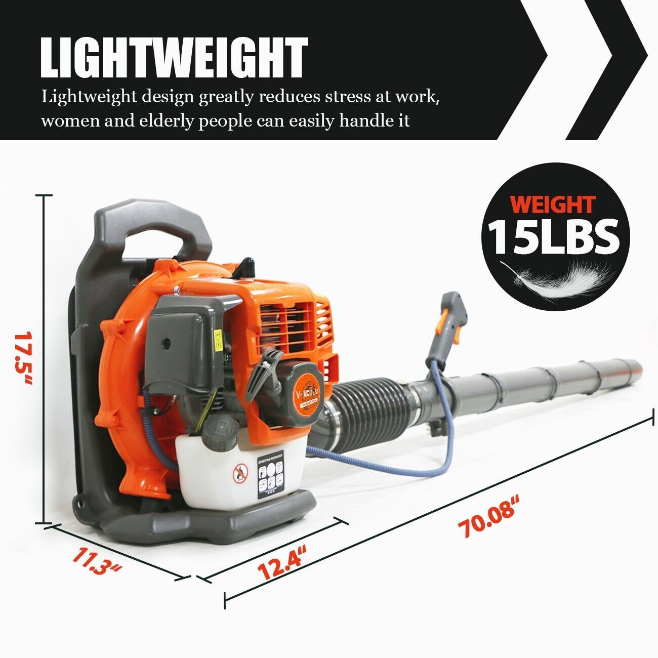 2 Stroke/4 Stroke Backpack Leaf Blower Gas Powered Snow Blower 75.6CC 706CFM