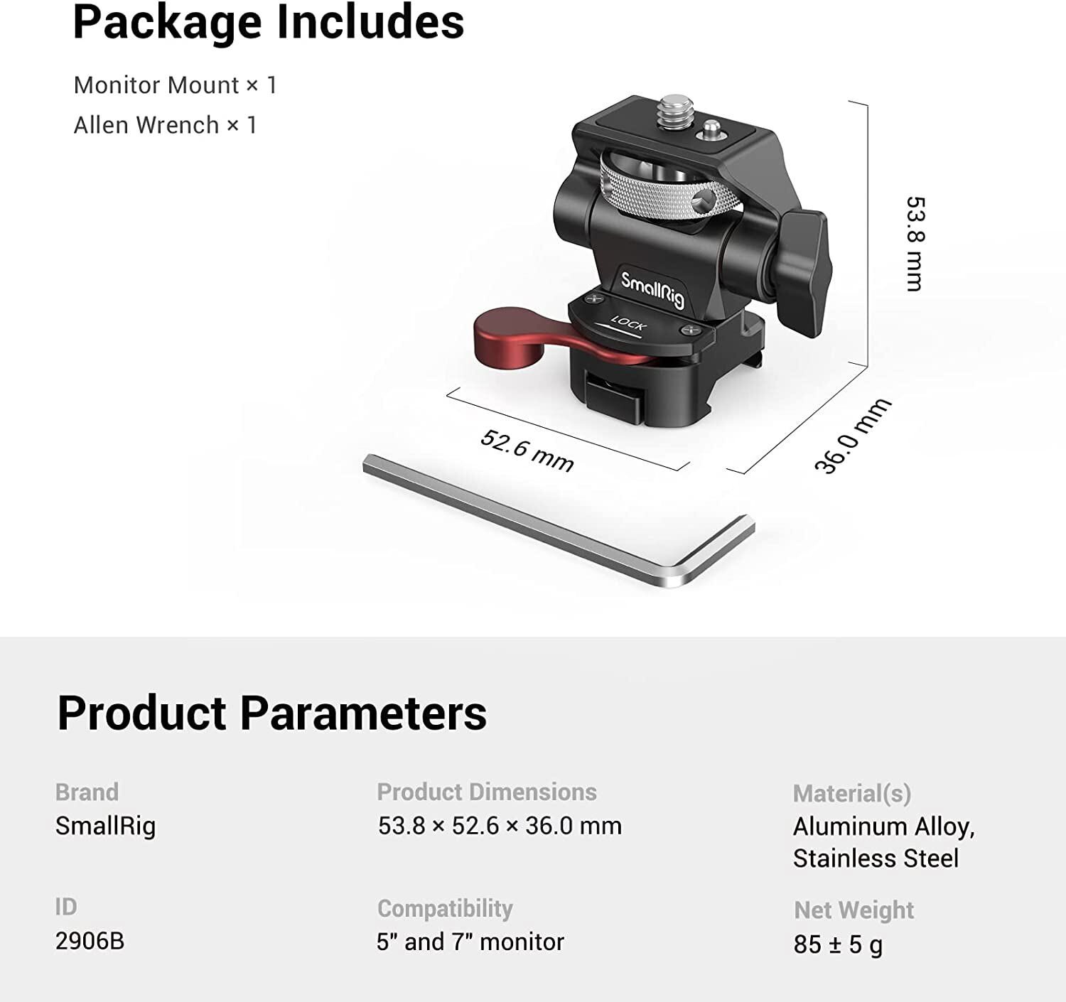 SmallRig Swivel and Tilt Adjustable Monitor Mount with NATO Clamp Mount -2906B