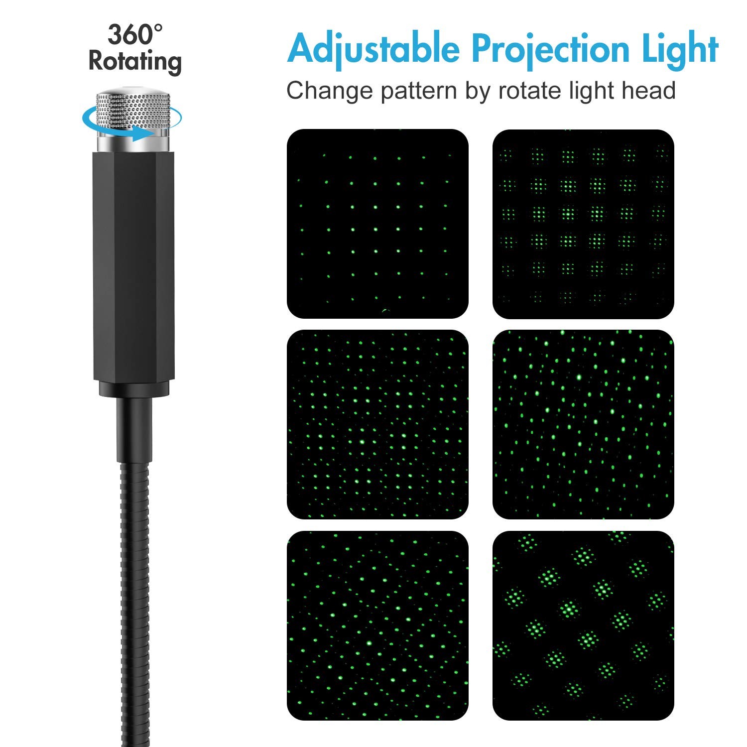 ROLEES Star Projector Night Light Adjustable Romantic Galaxy Mini, Green