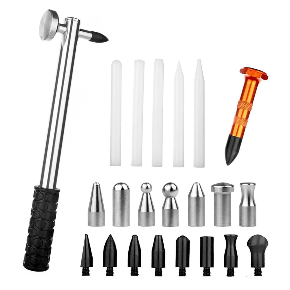 Dent Repair 22PCS Tools Paintless Dent Repair Hammer with Knock Down Head Tap...