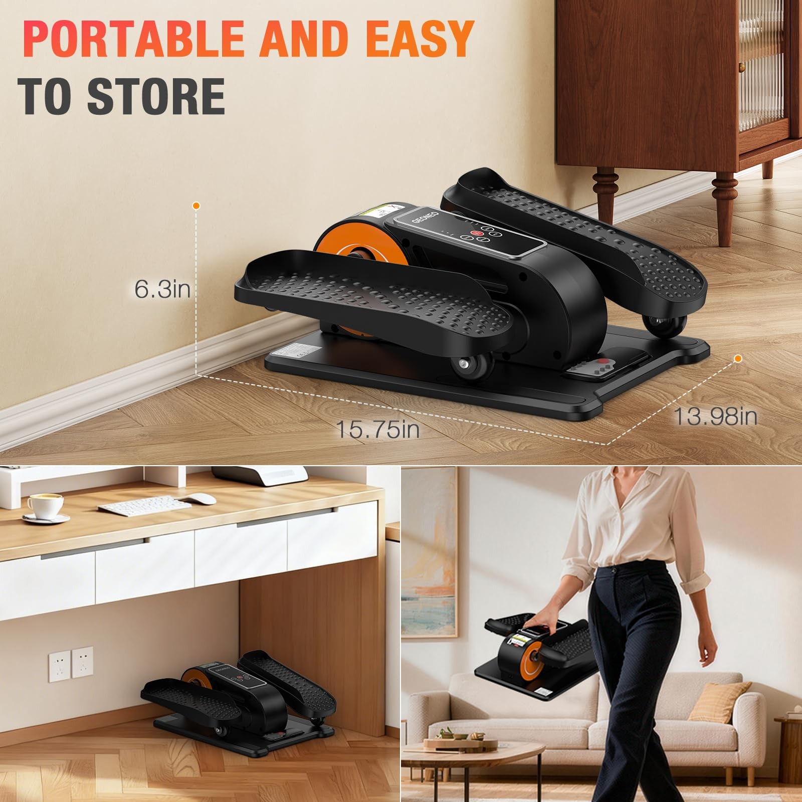 Under Desk Elliptical Machine, Electric Elliptical Leg Exerciser for Senior, ...