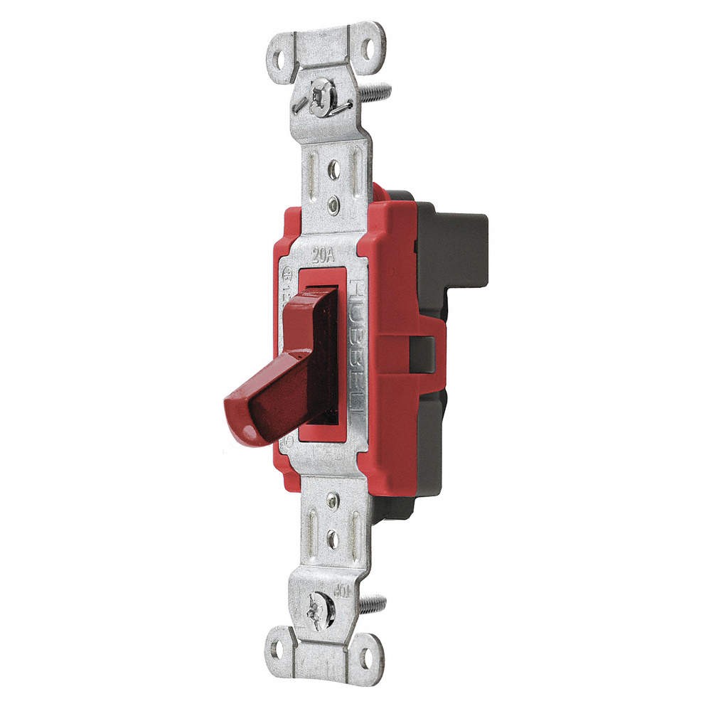 HUBBELL SNAP1221RNA Wall Switch,Red,20 A;Back,Single Pole 31A422