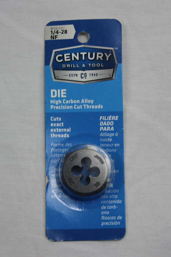 Century Hexagon Die #96202  1/4-28 NF High Carbon Alloy Brand New