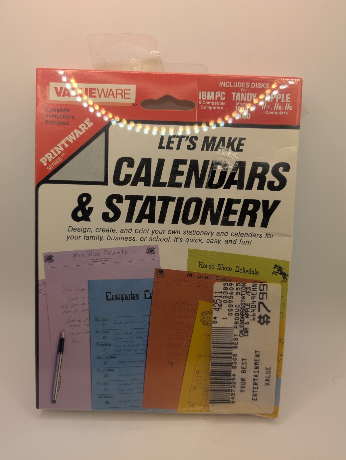 Let's Make Calendars & Stationery for Apple II, IBM PC, Tandy NEW SEALED!
