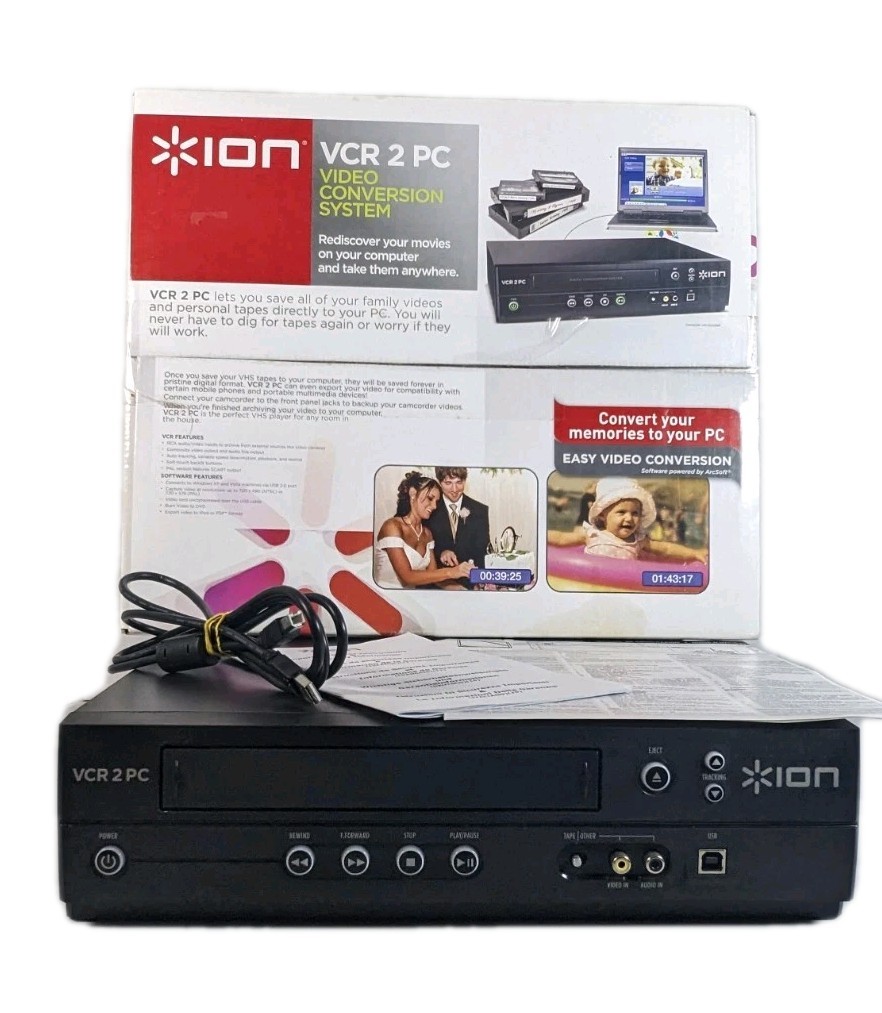 ION VCR 2 PC USB VHS Video to Computer Conversion System Digital Transfer Tested