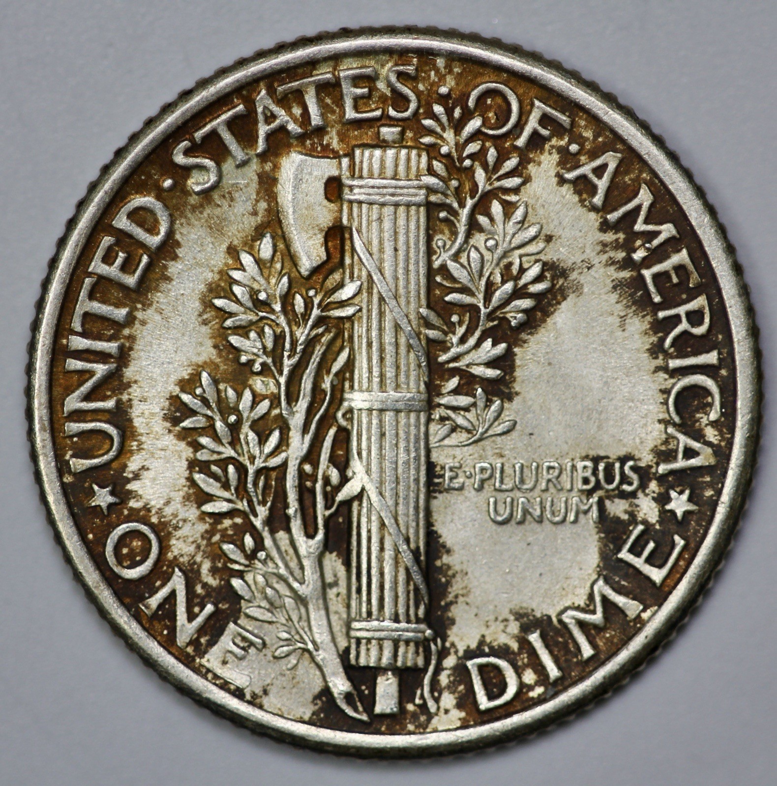 1936 Mercury 10c Silver Dime UNC Sunset Toning