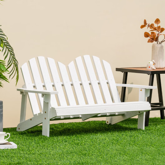 2 Person Adirondack Chair with High Backrest-White - Color: White
