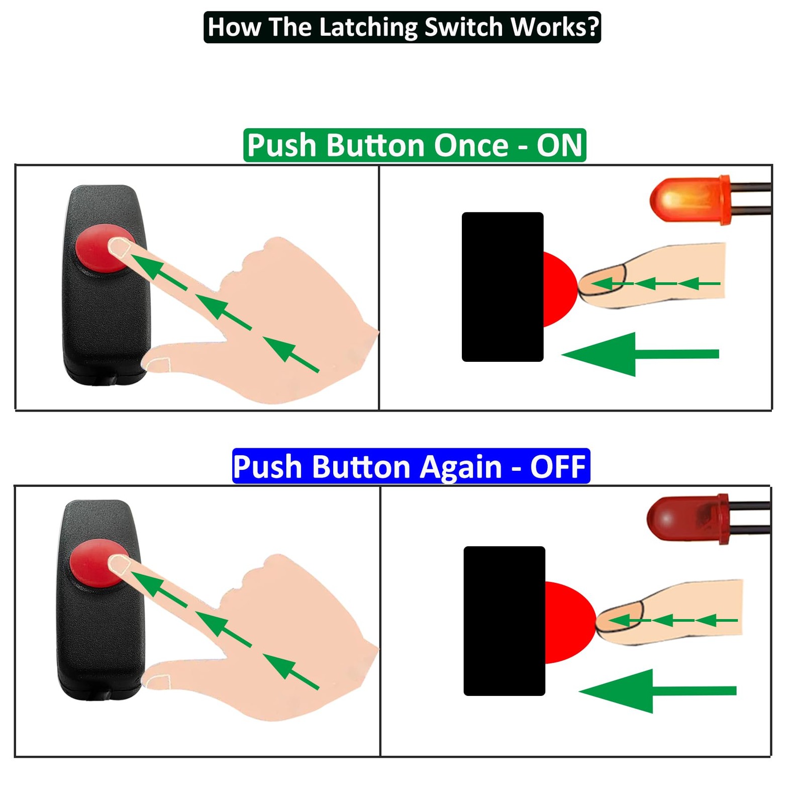 12V Inline Mini ON Off Push Button Switch, Small Latching in-line ON-Off Swit...