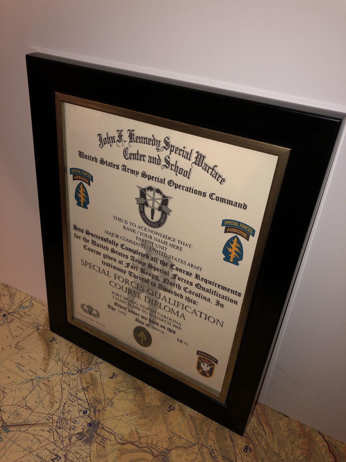 U.S. ARMY / SPECIAL FORCES Q-COURSE DIPLOMA (COMMEMORATIVE CERTIFICATE)