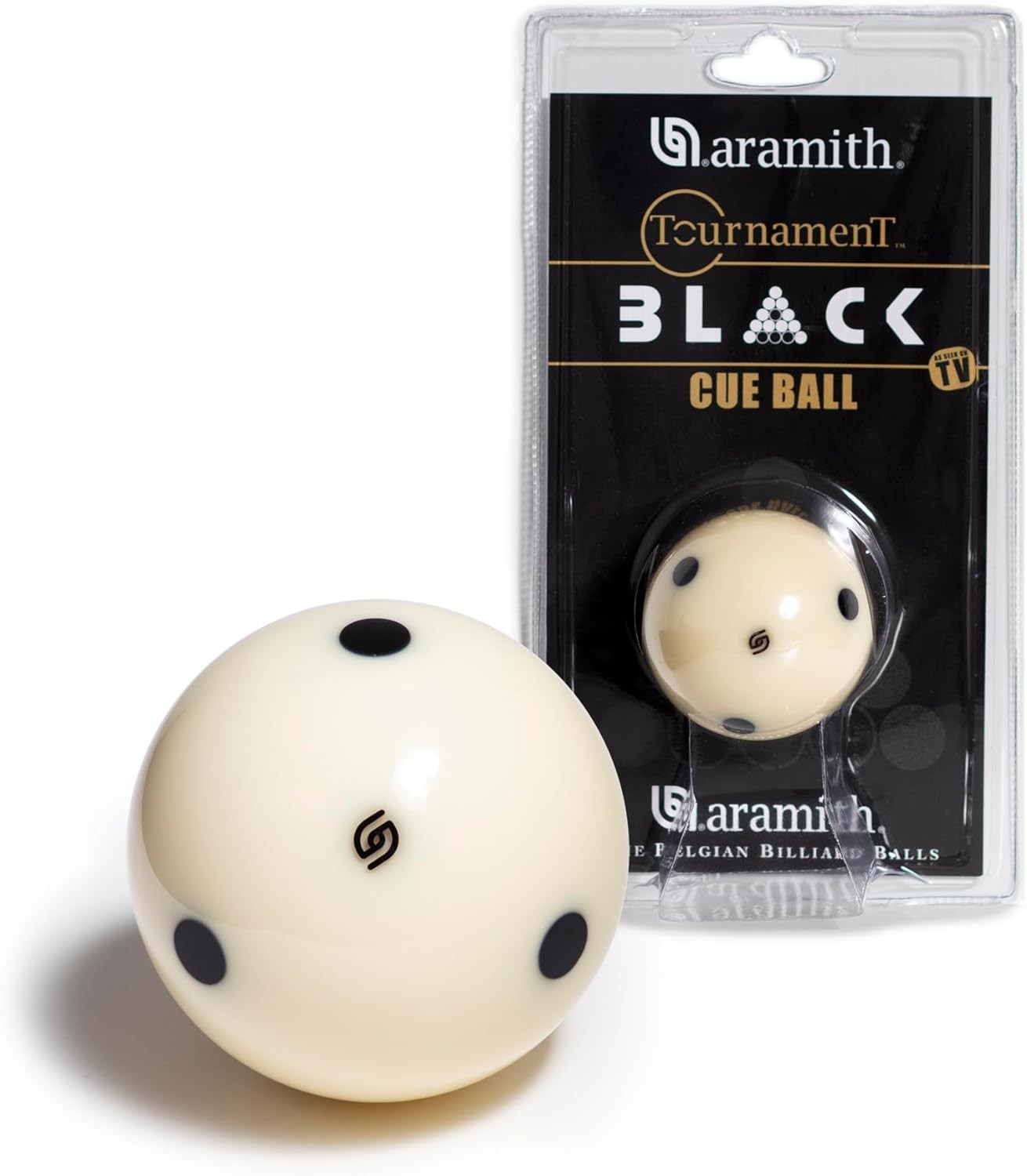 Aramith Tournament Black Cue Ball 6 Dot 2 1/4 Inch Superior Quality Sports Ball