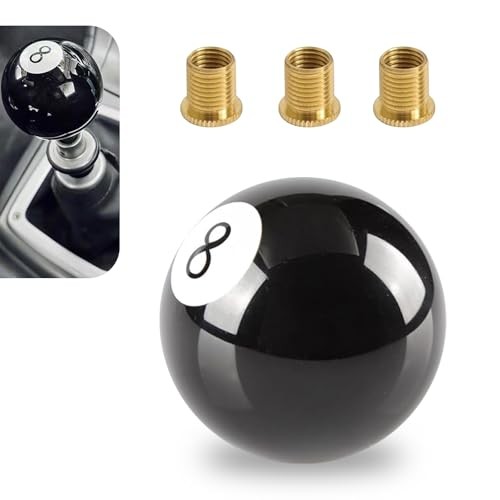 1 PC Shift Knob Manual Gear, 8 Ball Billiard Shift Knob with 3 Adapters,