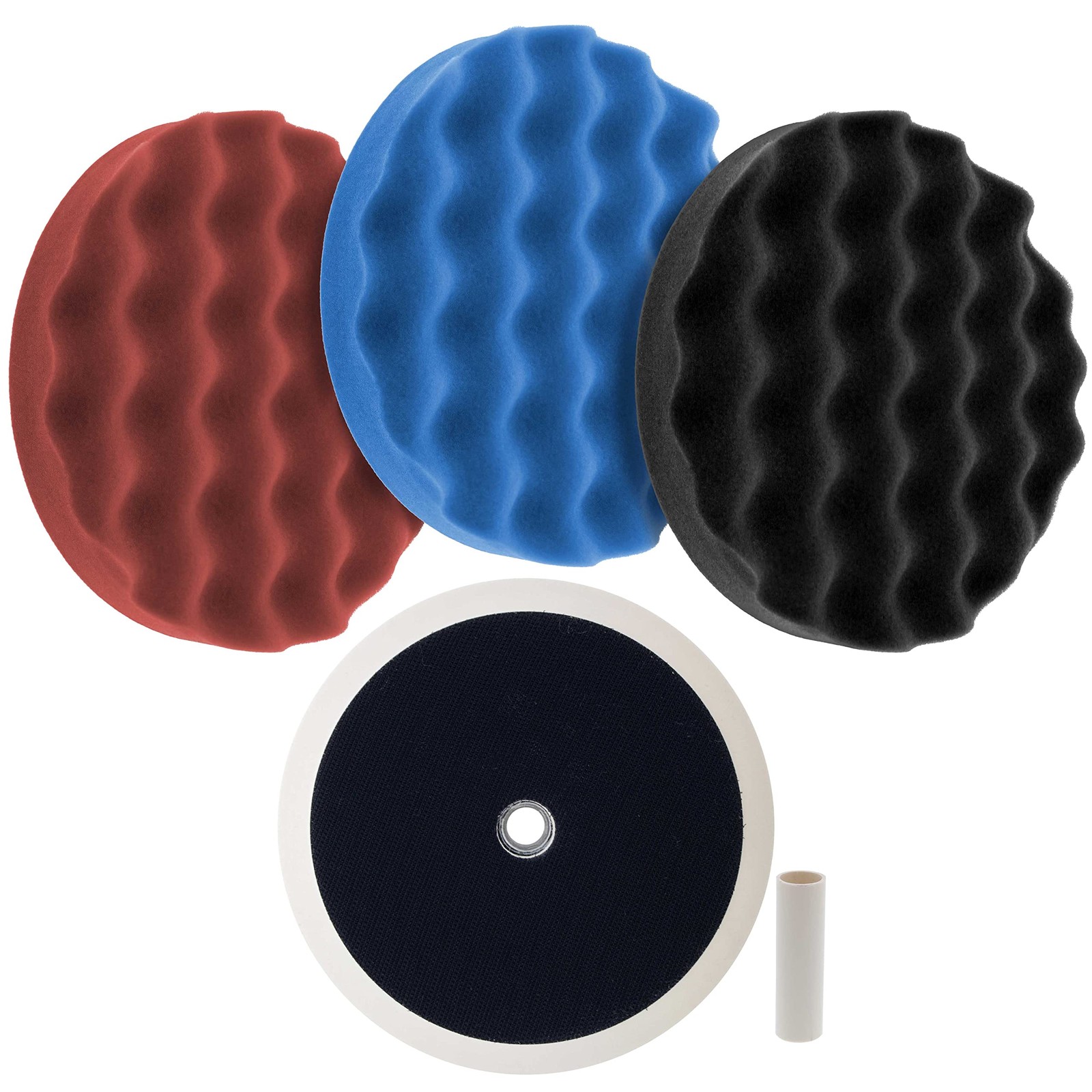 Tcp Global Complete 3 Pad Buffing and Polishing Kit with 3-8 Waffle Foam Grip Pa