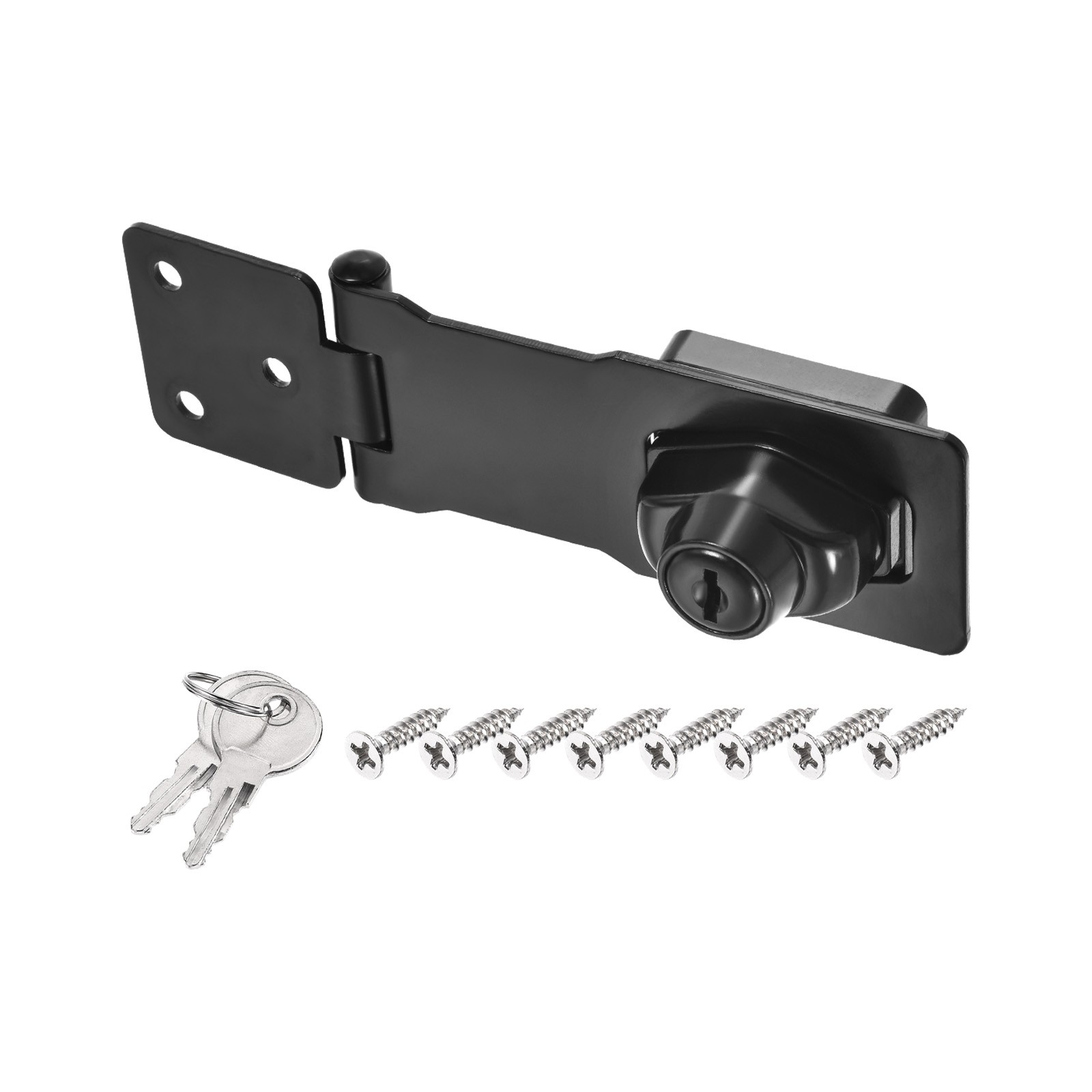 4Inch Keyed Hasp Locks Twist Knob Locking Keyed Different, Black