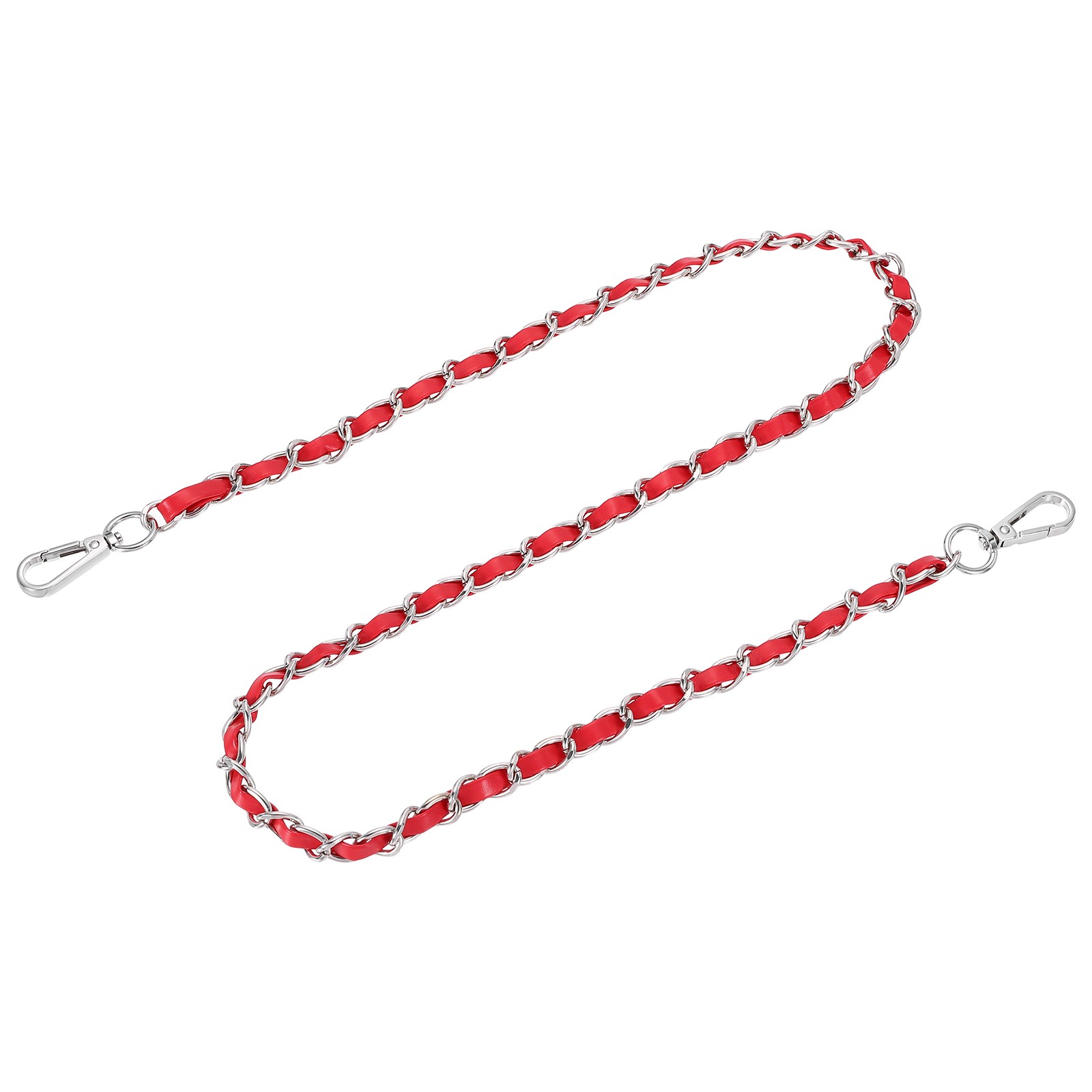 39" Purse Strap with Buckle for Shoulder and Cross Body(Red+Silver)