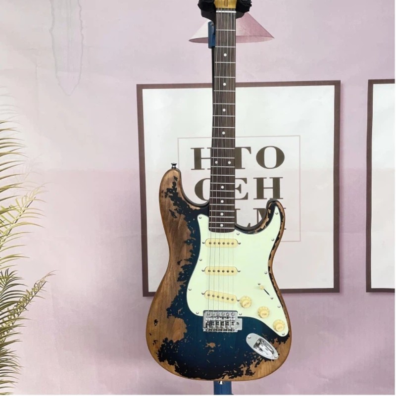 Electric Guitar Blue Vintag Maple Neck Rosewood Fretboard SSS Pickup Basswood