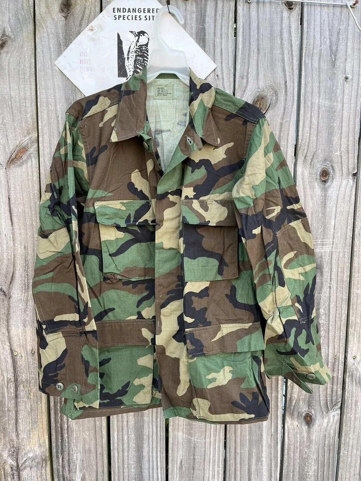 USGI M81 Woodland Camo BDU Shirt/Blouse Large Long 1980s Woodland Pattern Camo