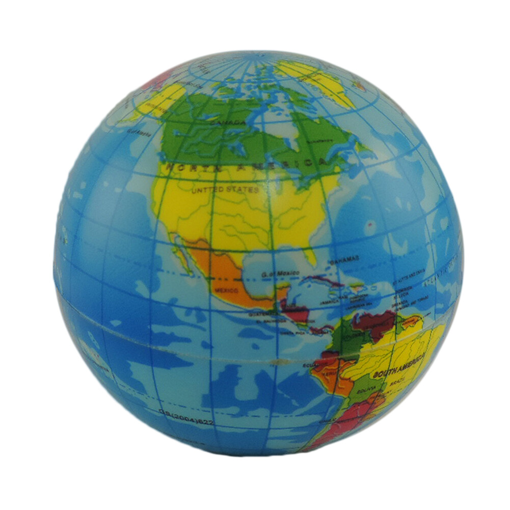 Globe Stress Ball Tension Relieving Rubber Squeeze Earth Novelty Gift