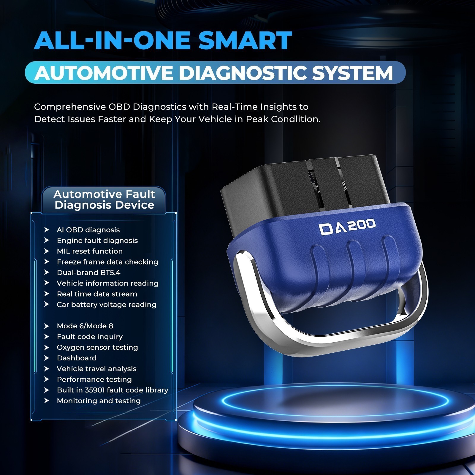 OBD2 Scanner Bluetooth Diagnostic Tool for iOS+Android Car Code Reader W/ AI+APP
