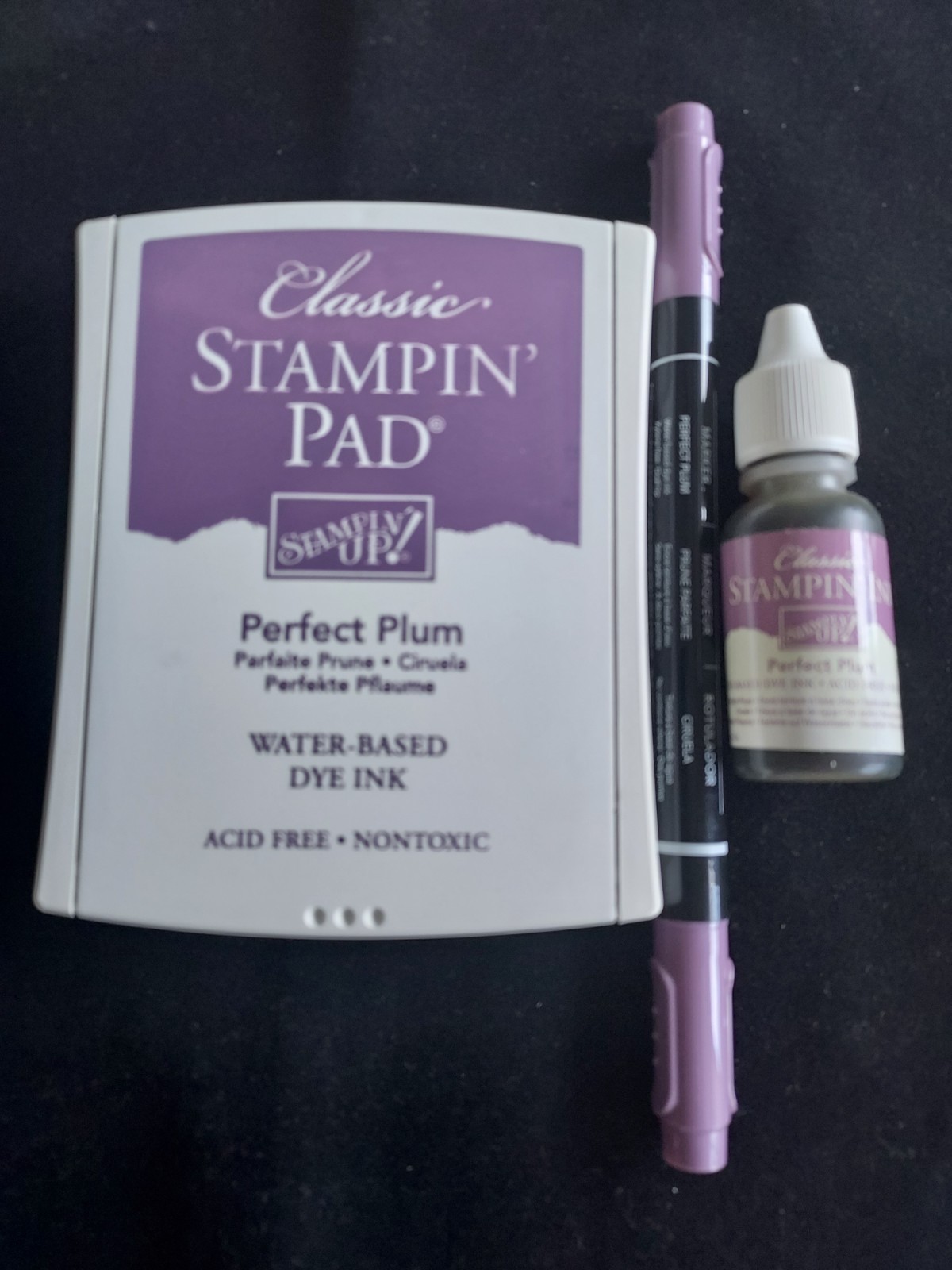 Stampin'Up! Classic PERFECT PLUM Ink Pad, Reinker & Marker- Retired/Used***