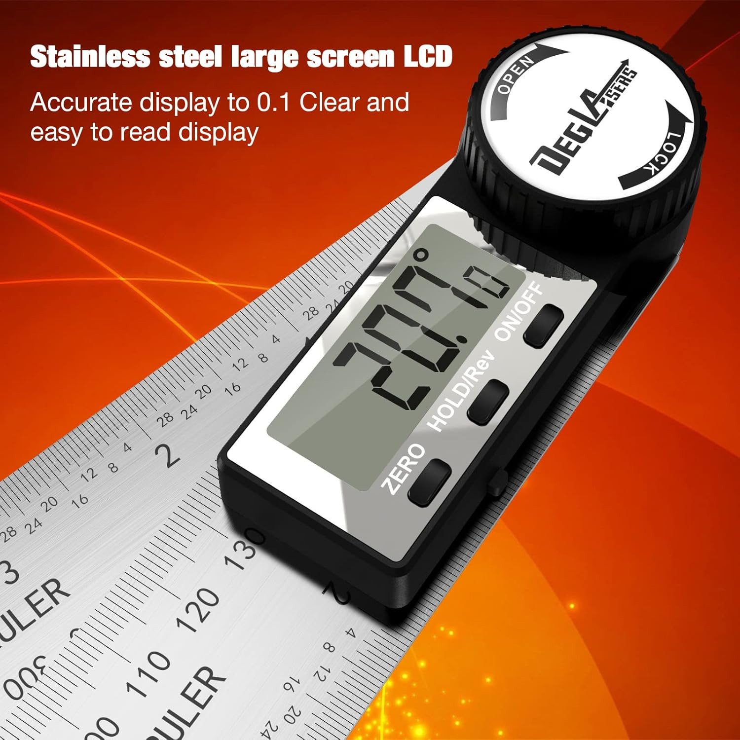 Digital Angle Finder Protractor, Digital Protractor 7Inch/200Mm Stainless Ste...